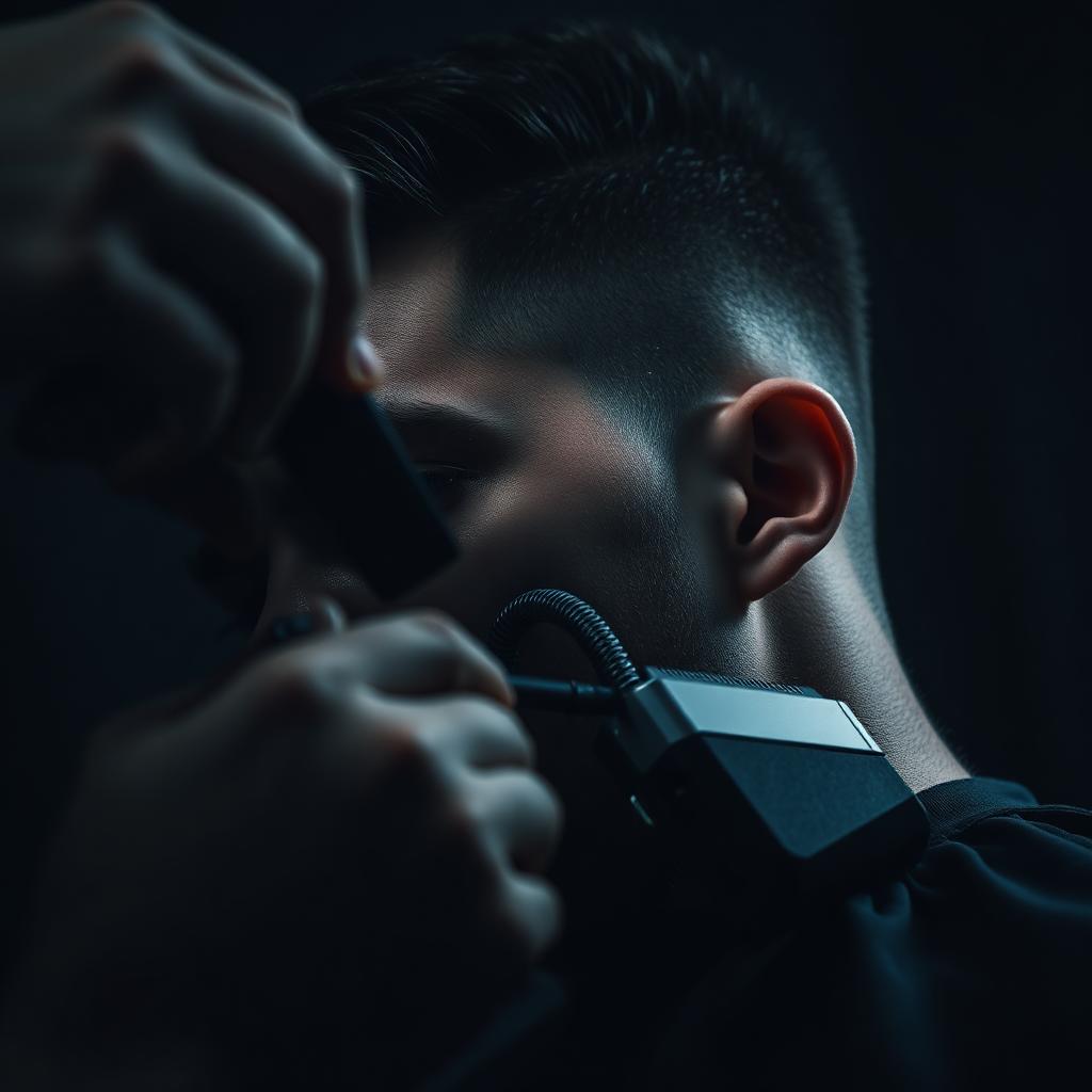 Barber giving a fresh fade haircut